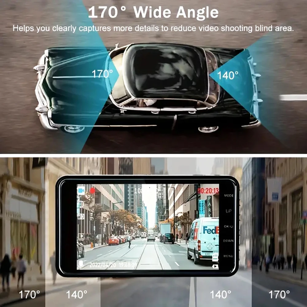 DVR per auto 4 pollici 1080P Dash Cam per auto Touch Screen videoregistratore telecamera per retromarcia per veicolo Black Box 24H Monitor di