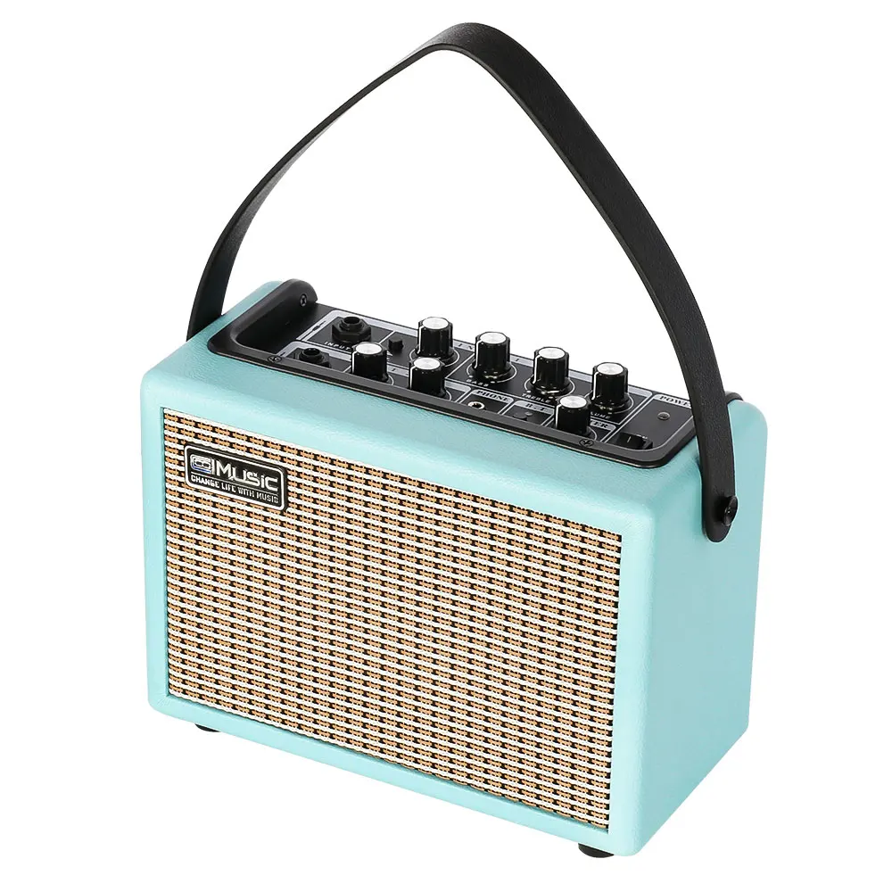 15W Rechargeable Busking Amplifier Electric Guitar Amplifier Combo Lithium Battery Wireless Connect Mic Input with Reverb 6.35mm