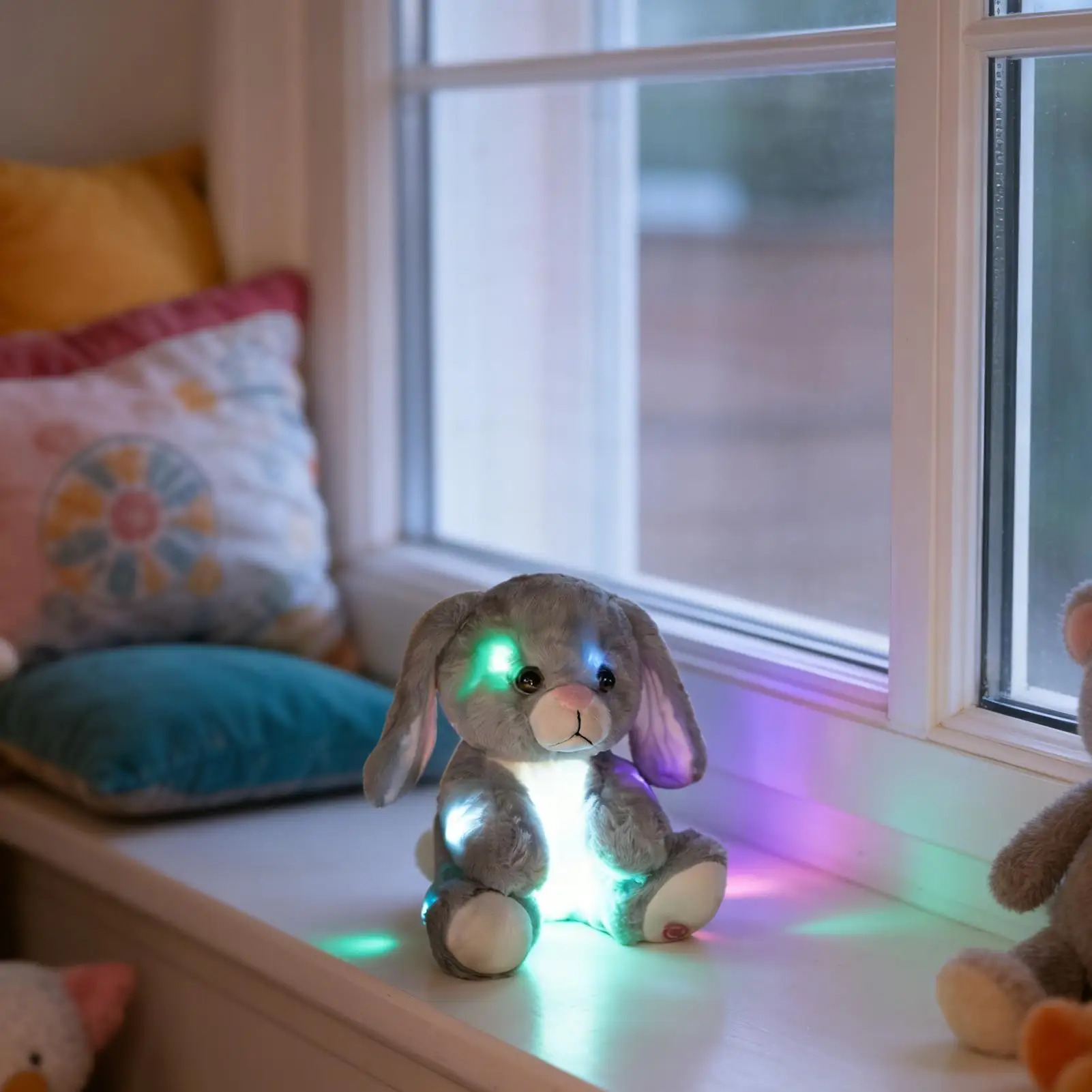 9.8인치 발광 봉제 인형 토끼 인형 소년 소녀용 집 유아실 침실용 봉제 토끼 인형