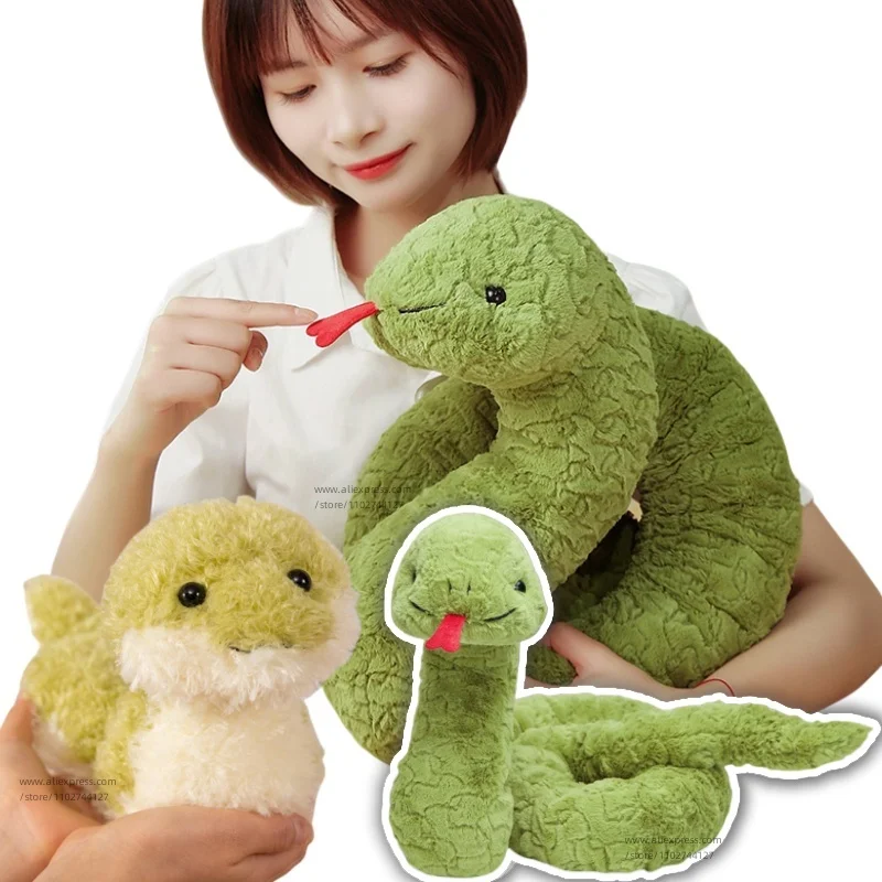 

Swag Huge Green Python Snake Plushie Cute Light Green Snakes Pillow for Children Boys Birthday Gift