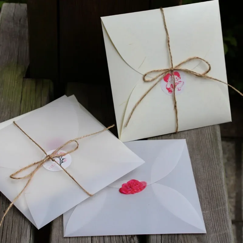 Envelope Translucent Petals Blank 50pcs/lot Square DIY Postcard Card Wedding Invitation Business Festival Storage Gift Packing