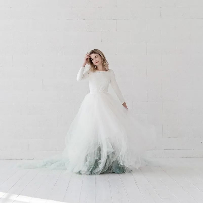 

Photography Wedding Soft Tulle Maxi Skirt Tutu Women faldas Romantic Muti Layers Fullness Bride Skirt Mint White