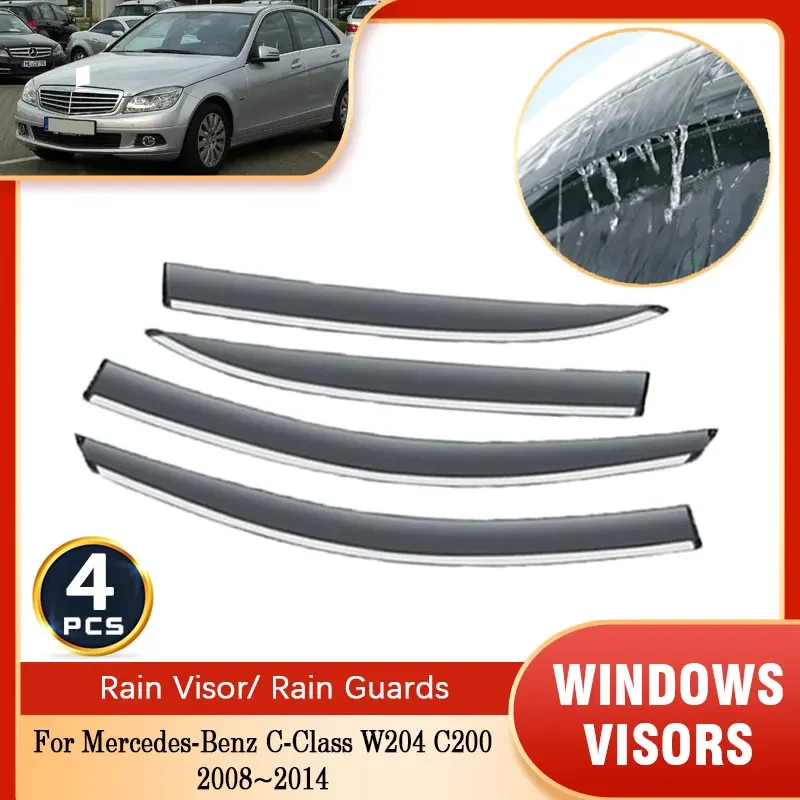 For Mercedes Benz C Class W204 C200 2008~2014 Rain Sunshade Window Visor Windshield Deflectors Protective Side window deflector