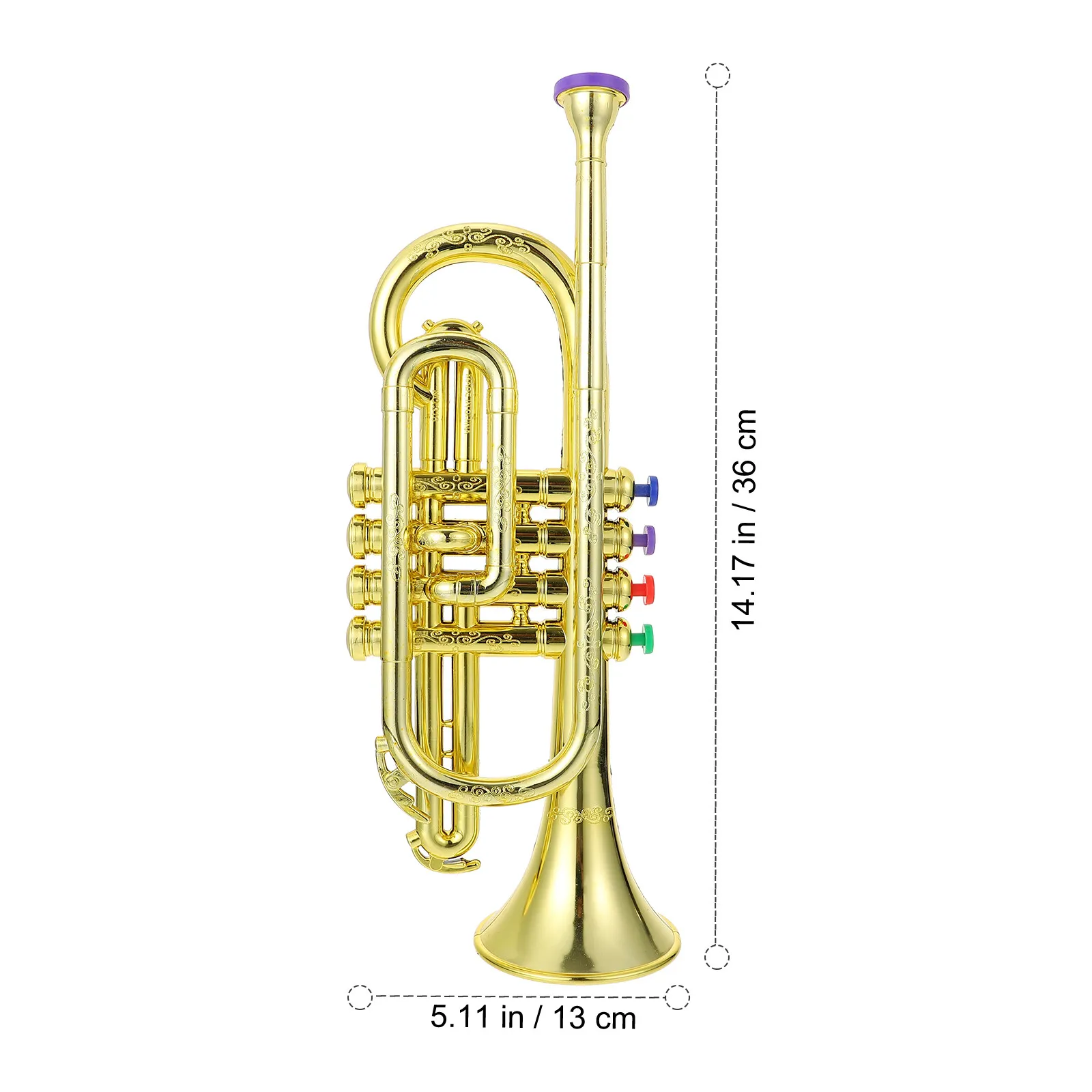 Vertical Four-Tone Trumpet Practice Instrument, Safe Plastic, Fine Detail & Exquisite Craftsmanship