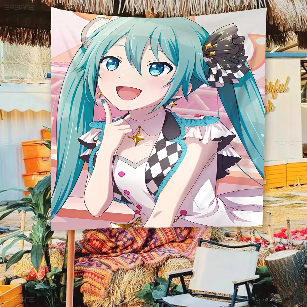 Virtual Idol H-Hatsunes M-MikU Colorful Flag Wall Hanging Bohemian Wall Banner Mandala Indoor Art Decor