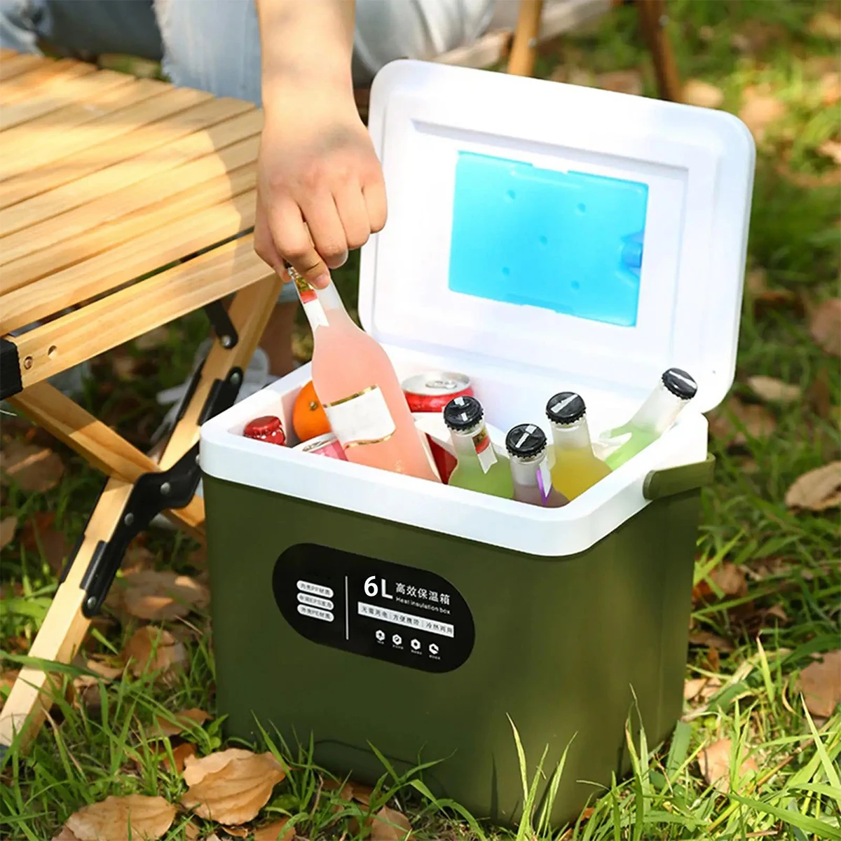 

6L Army Green Thermos Box Outdoor Wine Cooler Household Commercial Stall Plastic Car Fishing Fresh Ice Cube Bucket