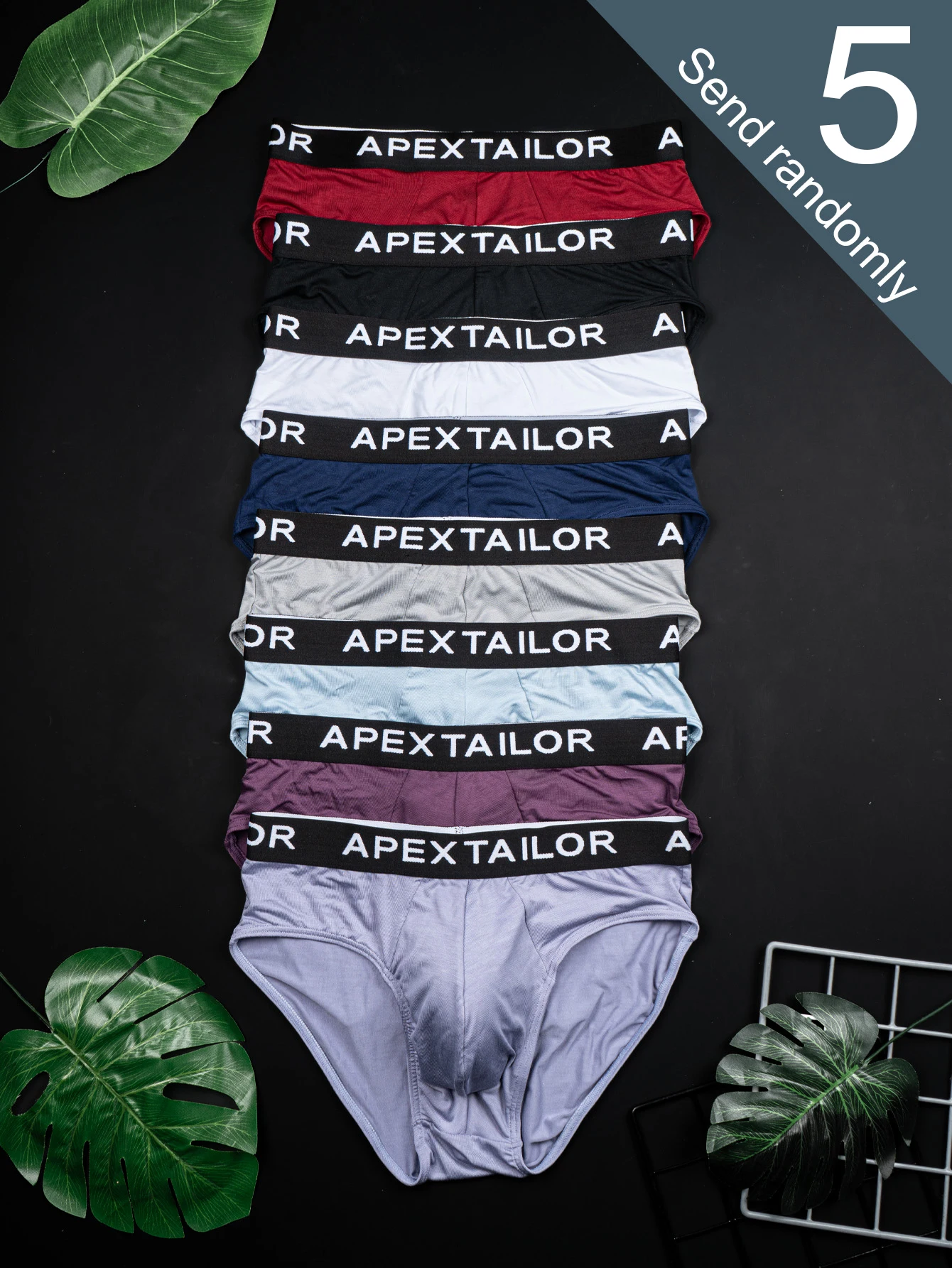 

[Men's Briefs] 5-Pack of Men's New Random Bamboo Fiber Briefs, Suitable for Daily Wear, Casual and Fashionable, Suitable for All Seasons, Breathable and Comfortable, Soft and Close-Fitting with High-Elastic Elastic Band Men's Underwear