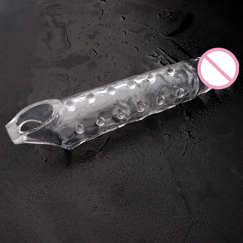 Transparent Penis Extender Sleeve Reusable Condoms Cock Rings Delay Ejaculation Penis Enlargement Nozzles Sex Toys For Men