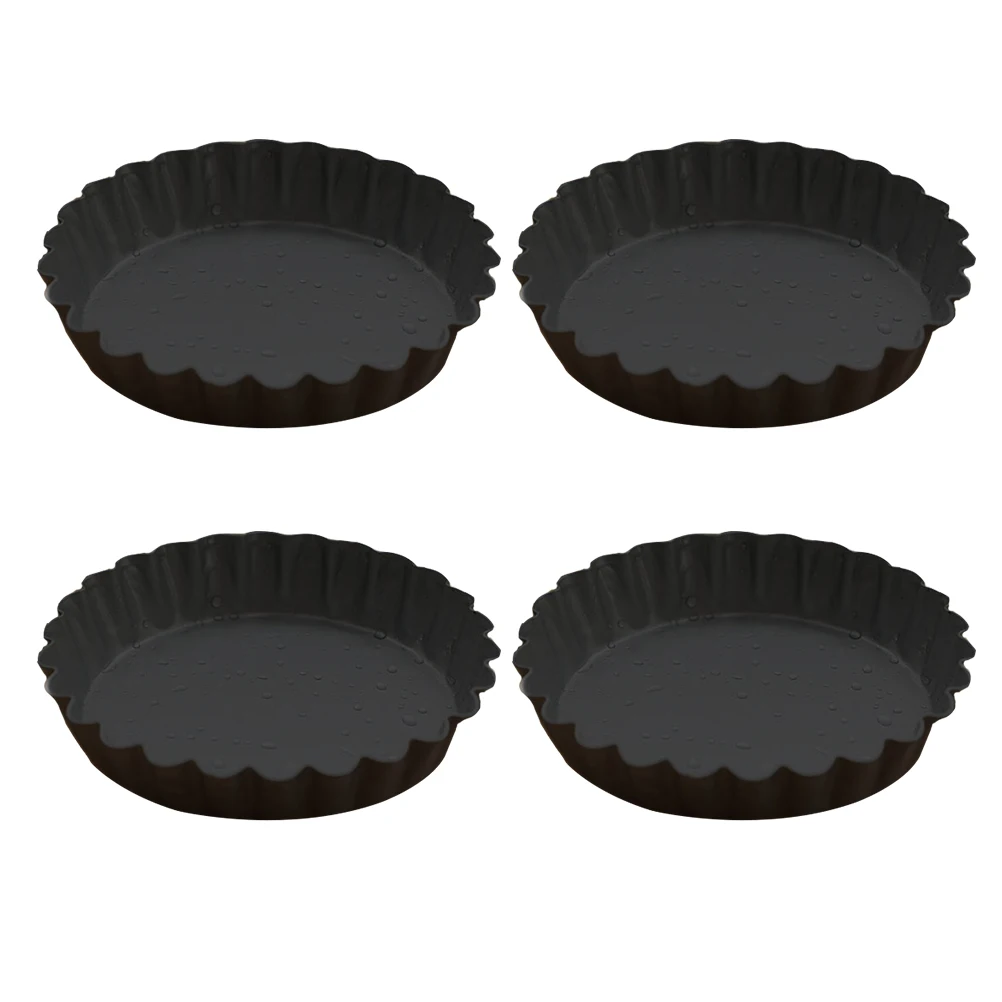 

4pcs Egg Tart Carbon Steel Baking Tray Pie Molds Tart Baking Trays High Gloss Pie Molds Kitchen Bakery Tools