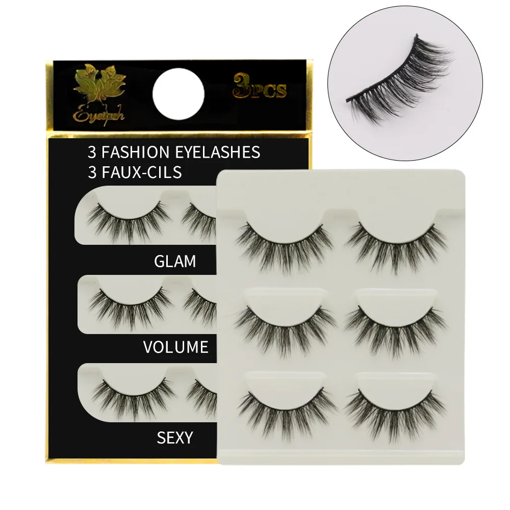 YOKPN Internet celebrities recommend thick and curled three-dimensional simulated eyelashes Manga style big eyed doll 3 pairs