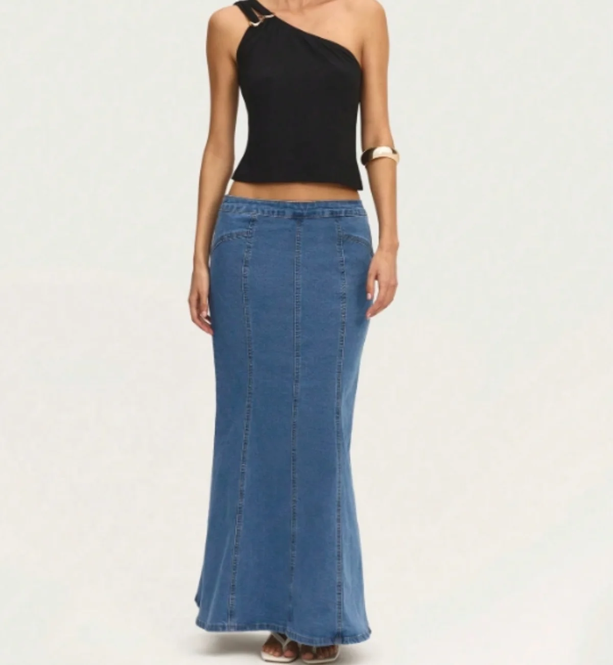 

Cowboy fish tail skirt 2025 new style mid calf length shaping the waist to create a slim look with elasticity