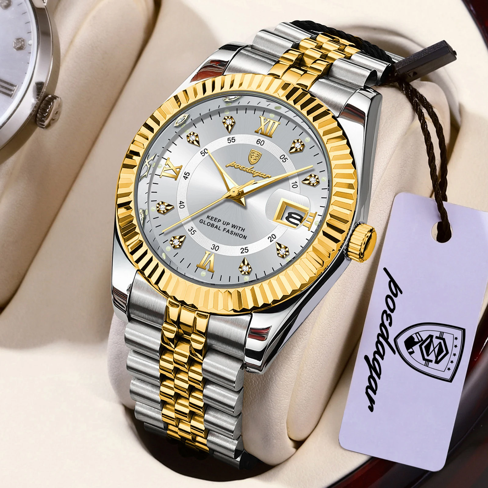POEDAGAR Casual Quartz Men Watch Waterproof Luminous Date Fashion Men's Clock Stainless Steel High Quality Watches For Man Reloj