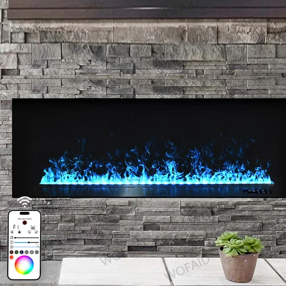 

Electric Fireplace TUYA Smart Home 3D Water Atomization Fireplace Embedded Multicolor Realistic Atomization Flame Remote Control