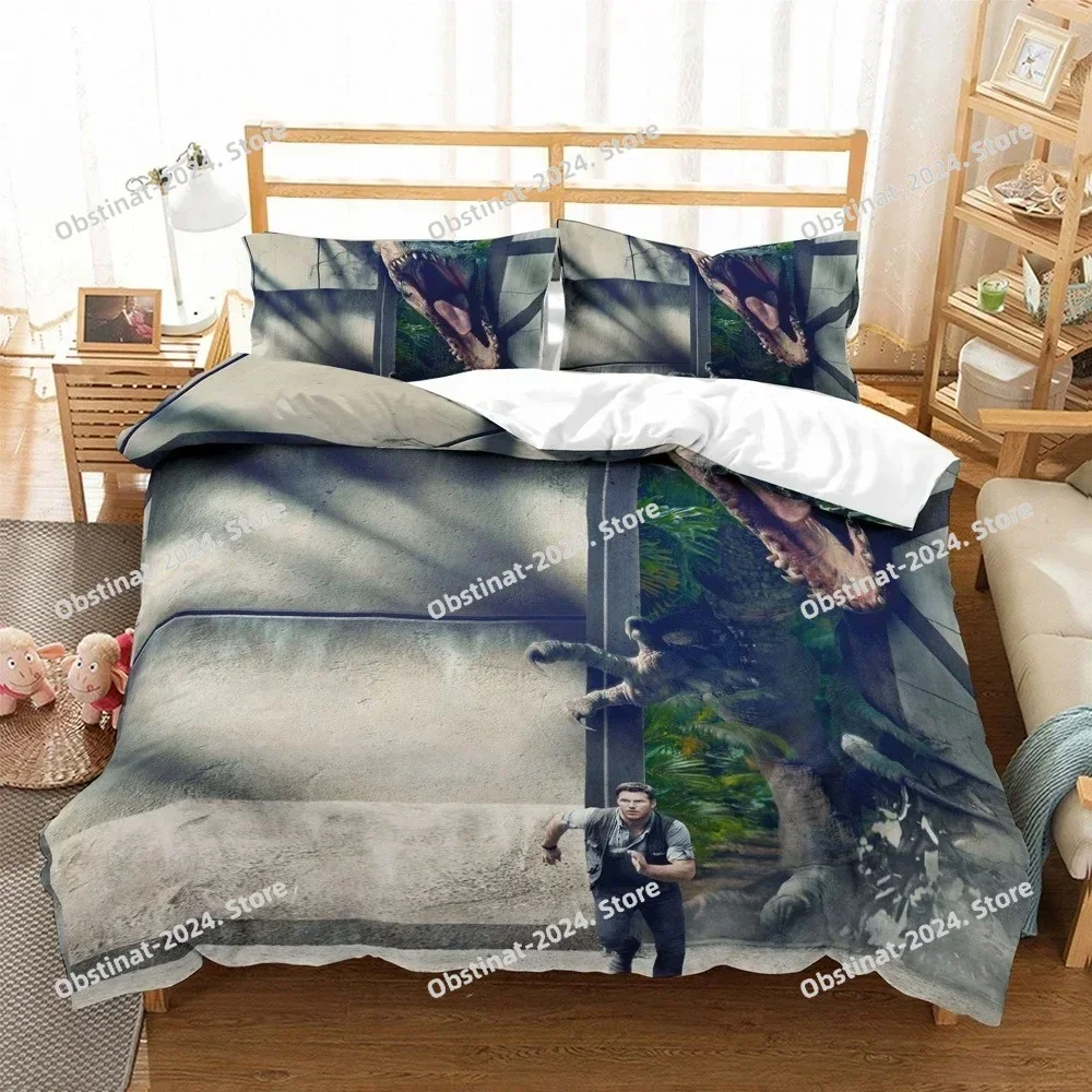 Fashion 3D Print Jurassic Dinosaur Printed Duvet Cover Pillowcase Bedding Set Bed Linen Sheet Quilt Cover Full Queen King Size