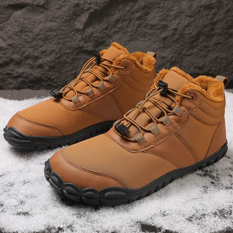 Botines de nieve impermeables para hombre, zapatos informales de trabajo, cálidos, de piel, talla grande, Invierno