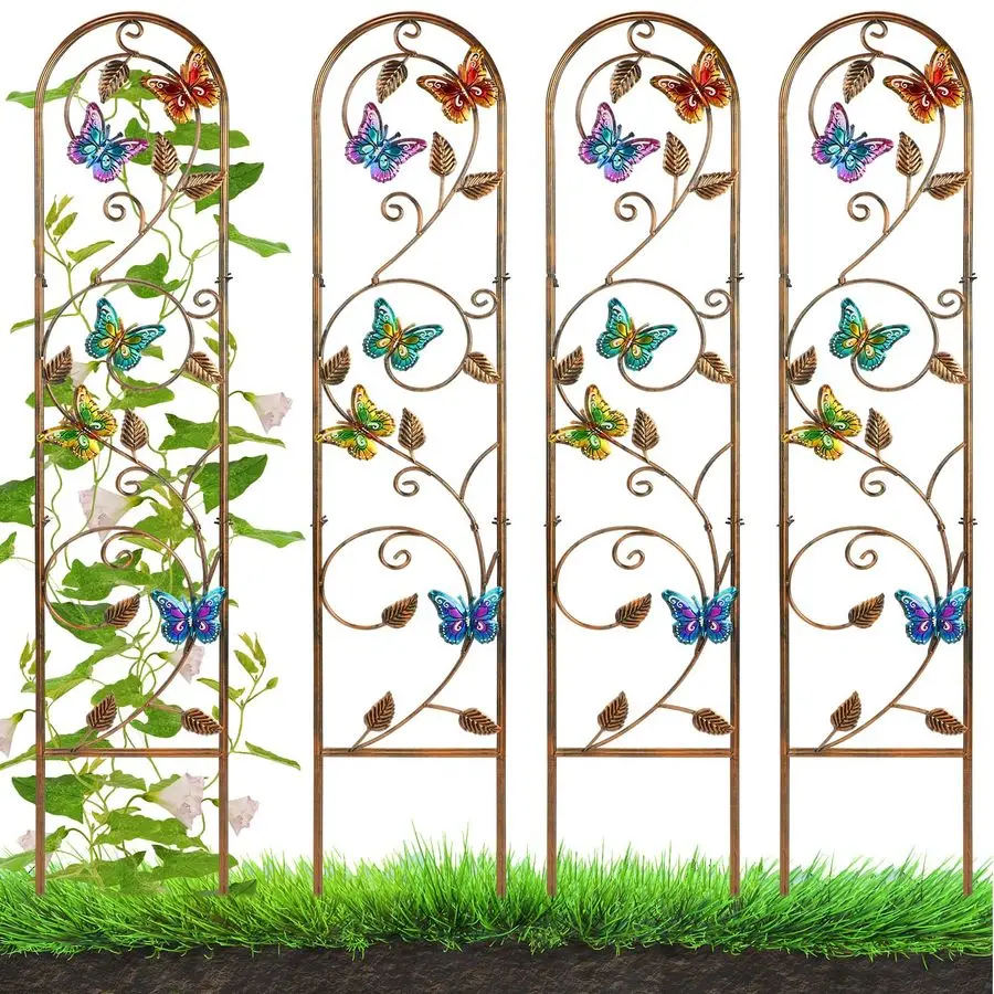 

Набор из 4 металлических садовых опор для вьющихся растений в форме бабочки, высота 60 см, разборная подставка для цветов, декоративная арка для овощей и лиан