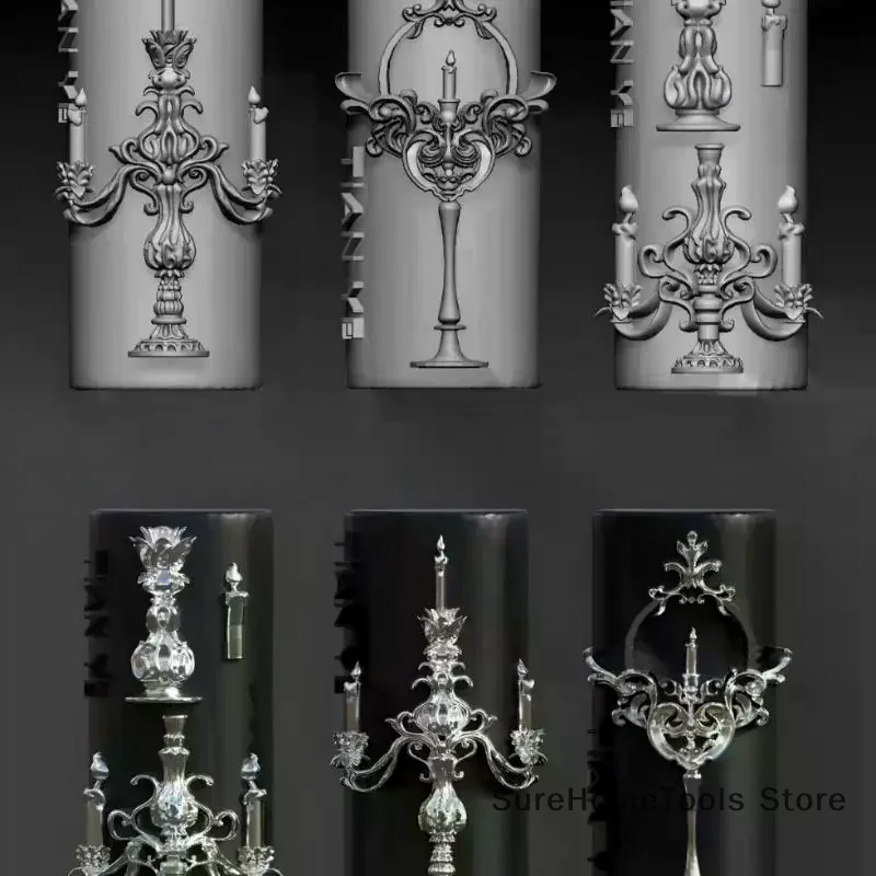 3D Cute Pig Silicone Nail Mold Retro Chinese Style Flower Vase Candle Holder Transparent DIY Manicure Nail Art Creative Tool