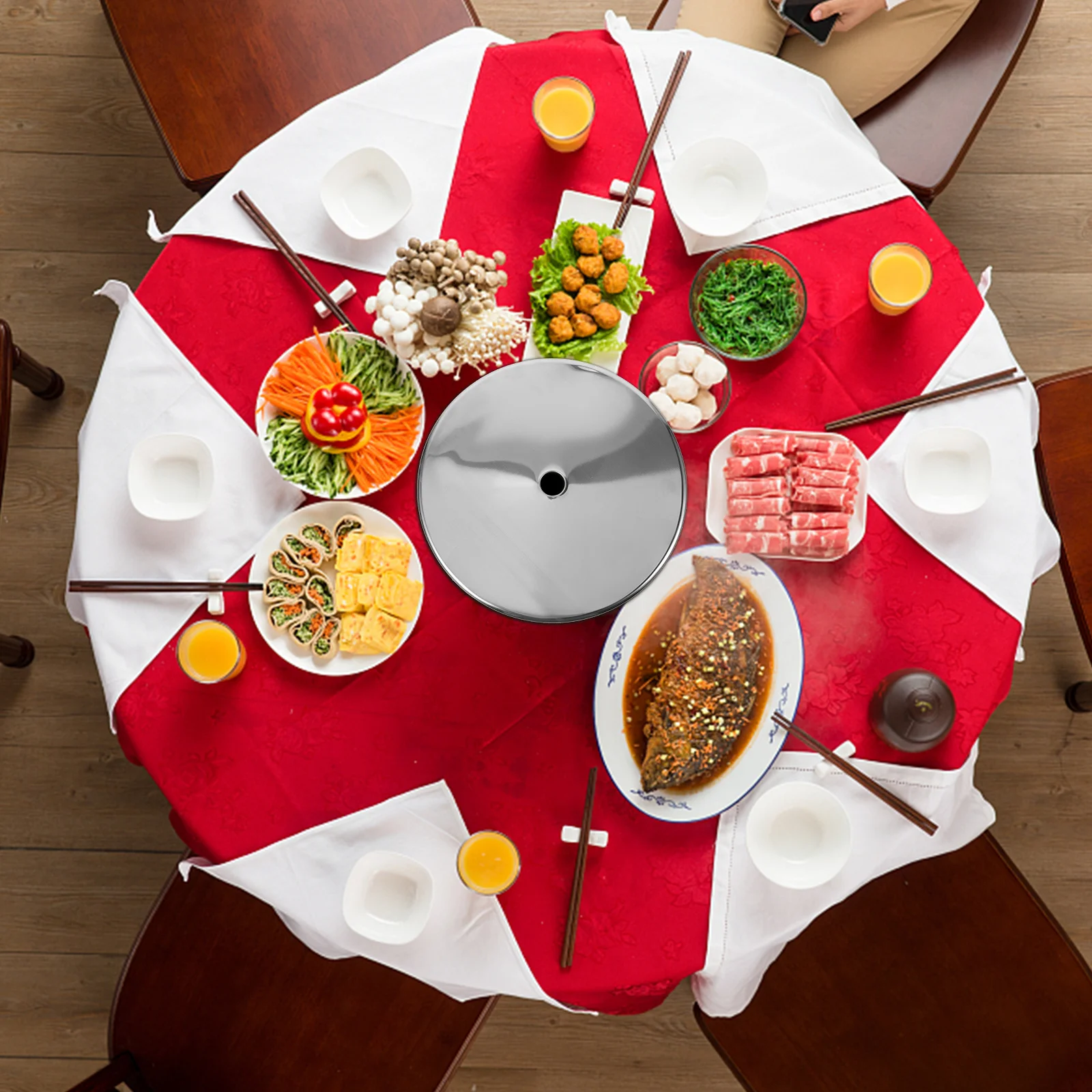 

1pcs Thickened Steel Ring Cover 32.8Cm Stainless Sinking Pot Ring For Induction Cooker Electric Ceramic Stove Hot Pot Table