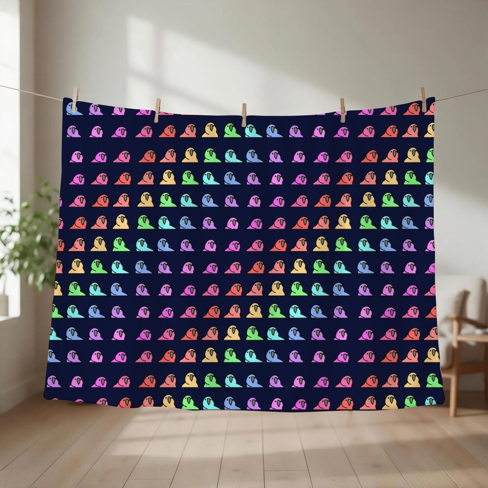 Party Parrot Rainbow Throw Blanket couch cozy soft plush fuzzy picnic outdoor blanket