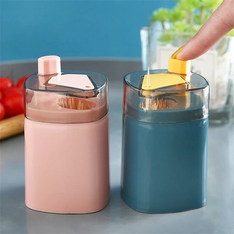 Toothpick Holder Automatic Tooth Pick Dispenser Hand Pressing Toothpick Container Box Dispenser Holder Household Organizer