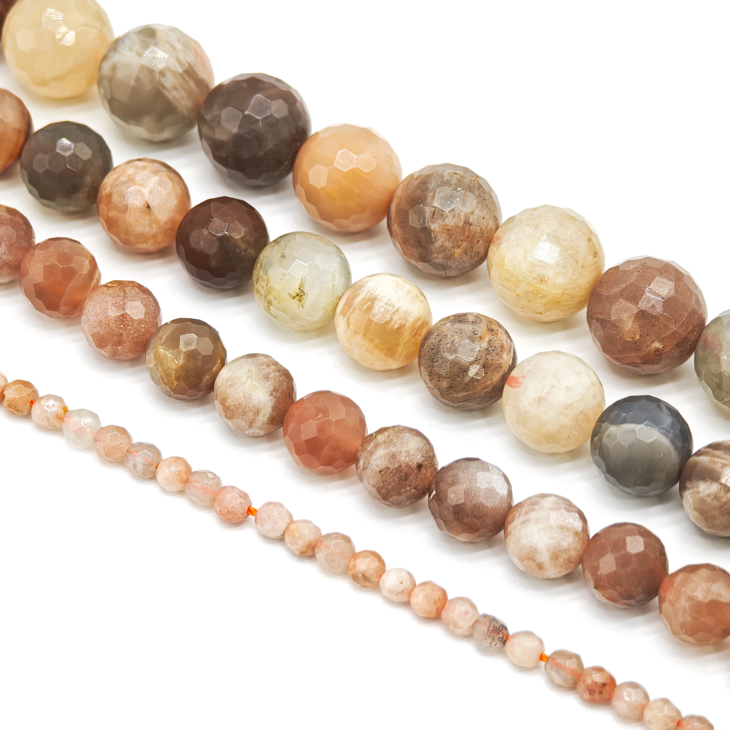 High-Quality Natural Sunstone Round Beads with Chamfered Corners, Sizes: 4/6/8/10/12mm, 15 Inches per Strand, Ideal for Jewelry