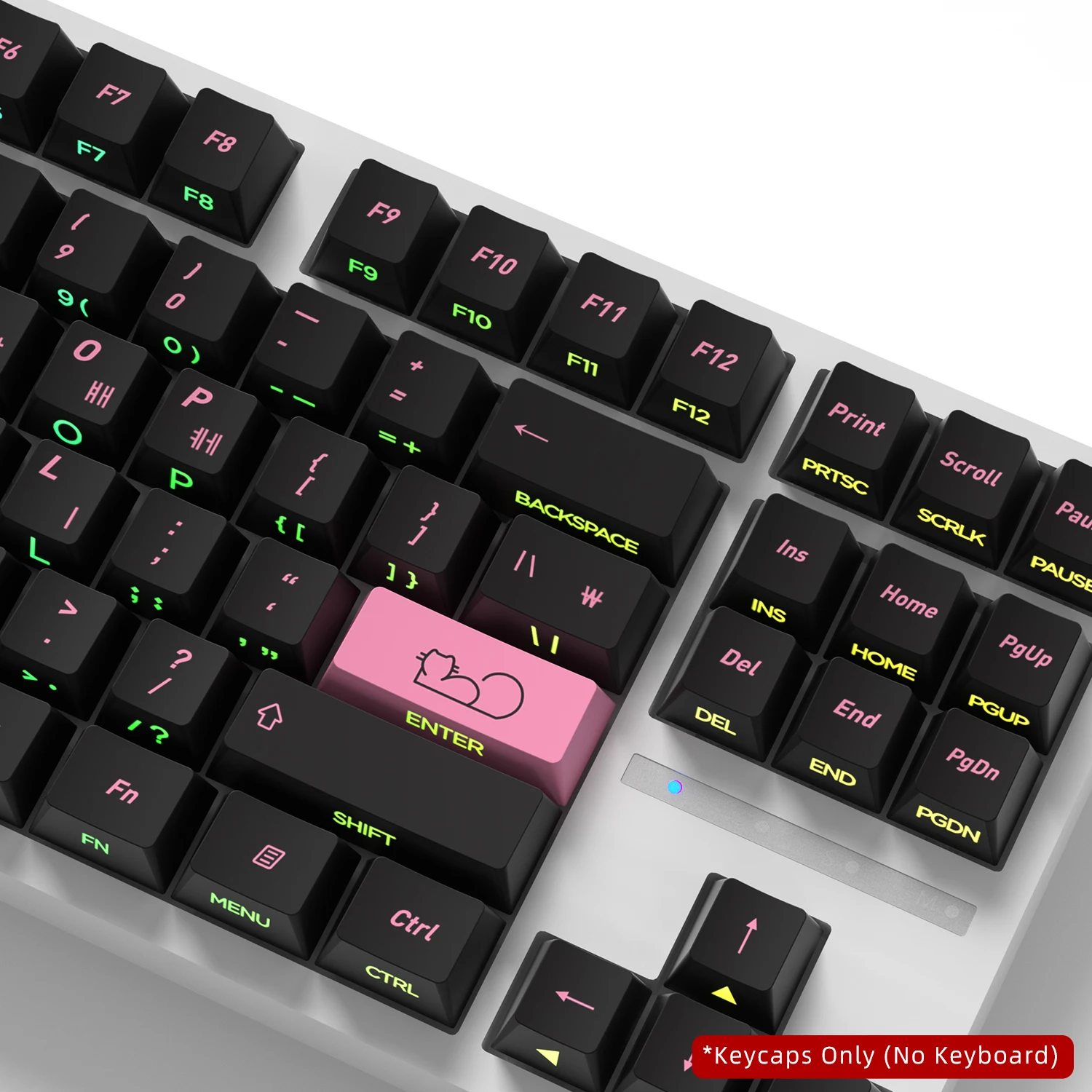 Cute Cat Side Printed Korean Keycaps Black Pink Translucent Key Cap Cherry Profile Gaming Mechanical Keyboard 60 70 80 90 100 view 6