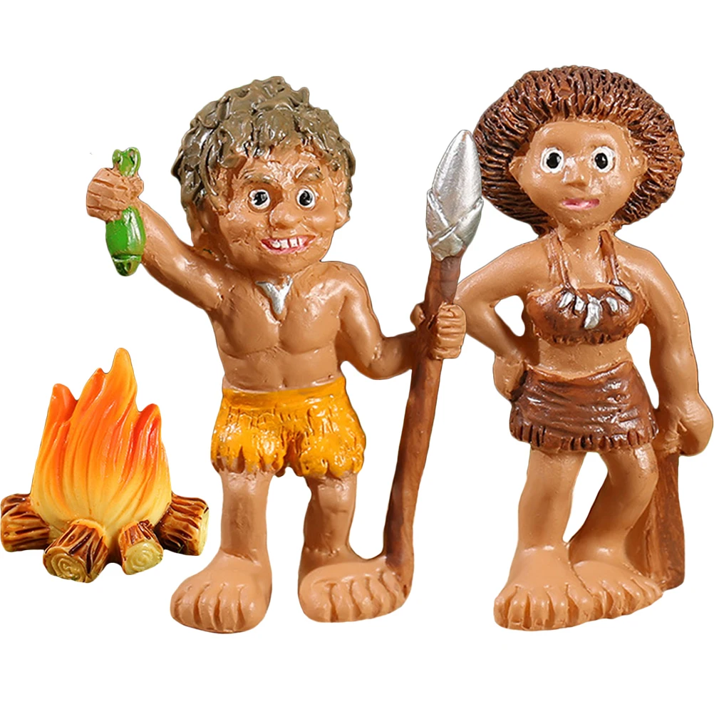 

1Set Fire Pit Decoration Miniature Primitive Resin Figure Artistic Garden Ornament Balcony Desktop Decorative Sculpture