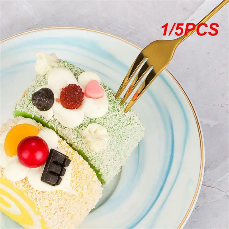 1/5PCS Spoon Gold-plated Creative Dessert Coffee Tea Dessert Fork Kitchen Supplies Mixing Spoon Set Five-pointed Star