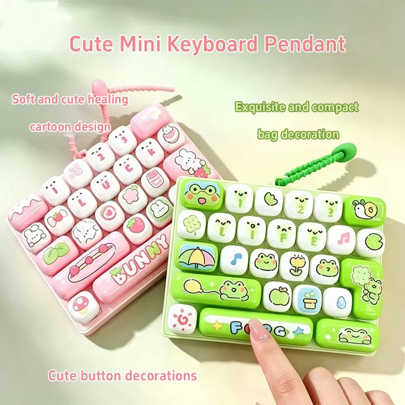 26 Grids Stress Relief Simulation Keyboard Keychain Animal Diary Desktop Decoration Student Bag Ornament Toy For Home Decoration
