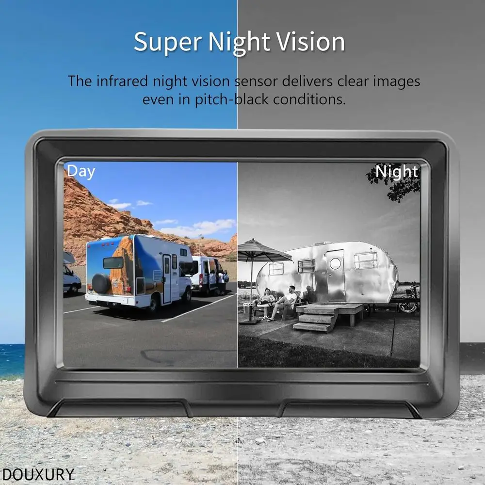 ワイヤレスバックアップカメラ ソーラー磁気式 車 RV トレーラー トラック キャンピングカー 5thホイール ヒッチ牽引用 配線不要 穴あけ不要 充電式