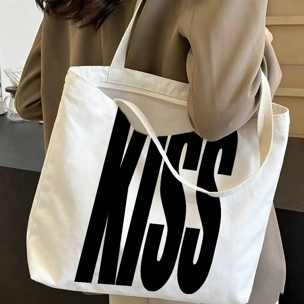 kiss or sex Print Bag Eco Shopper Cotton Jute Bag Reusable Bag Foldable Reusable Sac Tissu