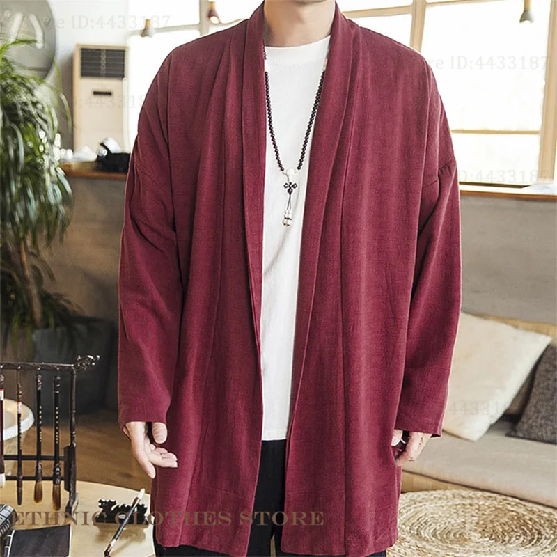 

Plus Size 3XL Men's Kimono Cardigan Traditional Japanese Kimono Haori Yukata Retro Harajuku Samurai Costume Loose Jacket Shirt