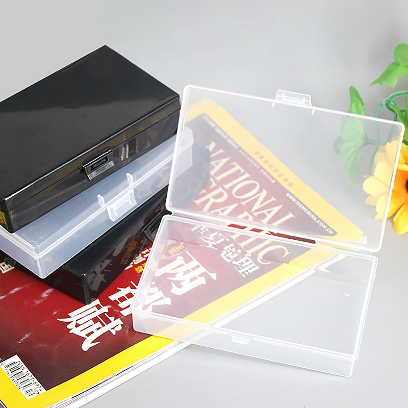 Transparente Plastic Storage Box, Snap Organizer, Papelaria Storage, Art Tool Case, Stickers Box, Preto, Desktop Storage Container