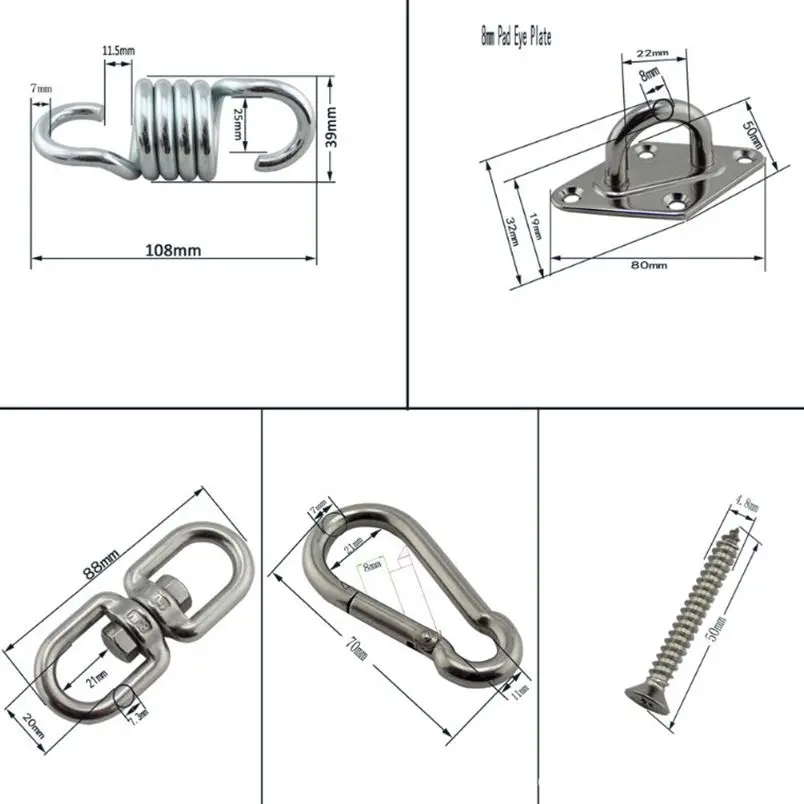 Kit de ganchos para colgar Hamaca, columpio giratorio de 360 grados de alta resistencia, ganchos Ultra duraderos para columpio, silla, Yoga, gimnasio múltiple para interiores y exteriores