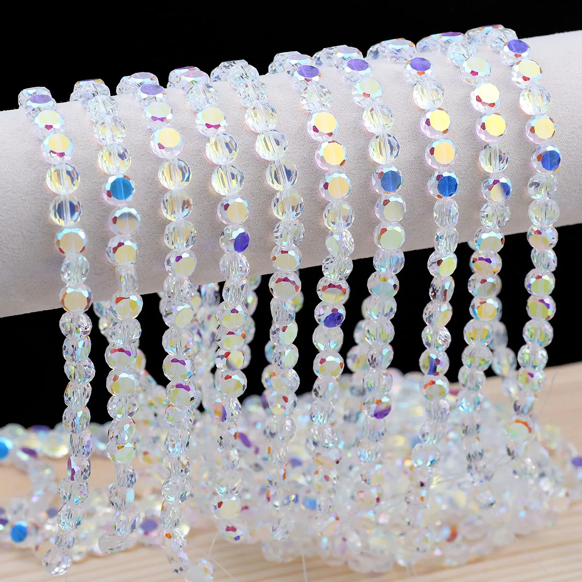 6mm Transluzente AB Bunte Kristall Glas Spacer Flache Runde Super Helle Lose Perlen Für Schmuck Machen DIY Armband zugriffs