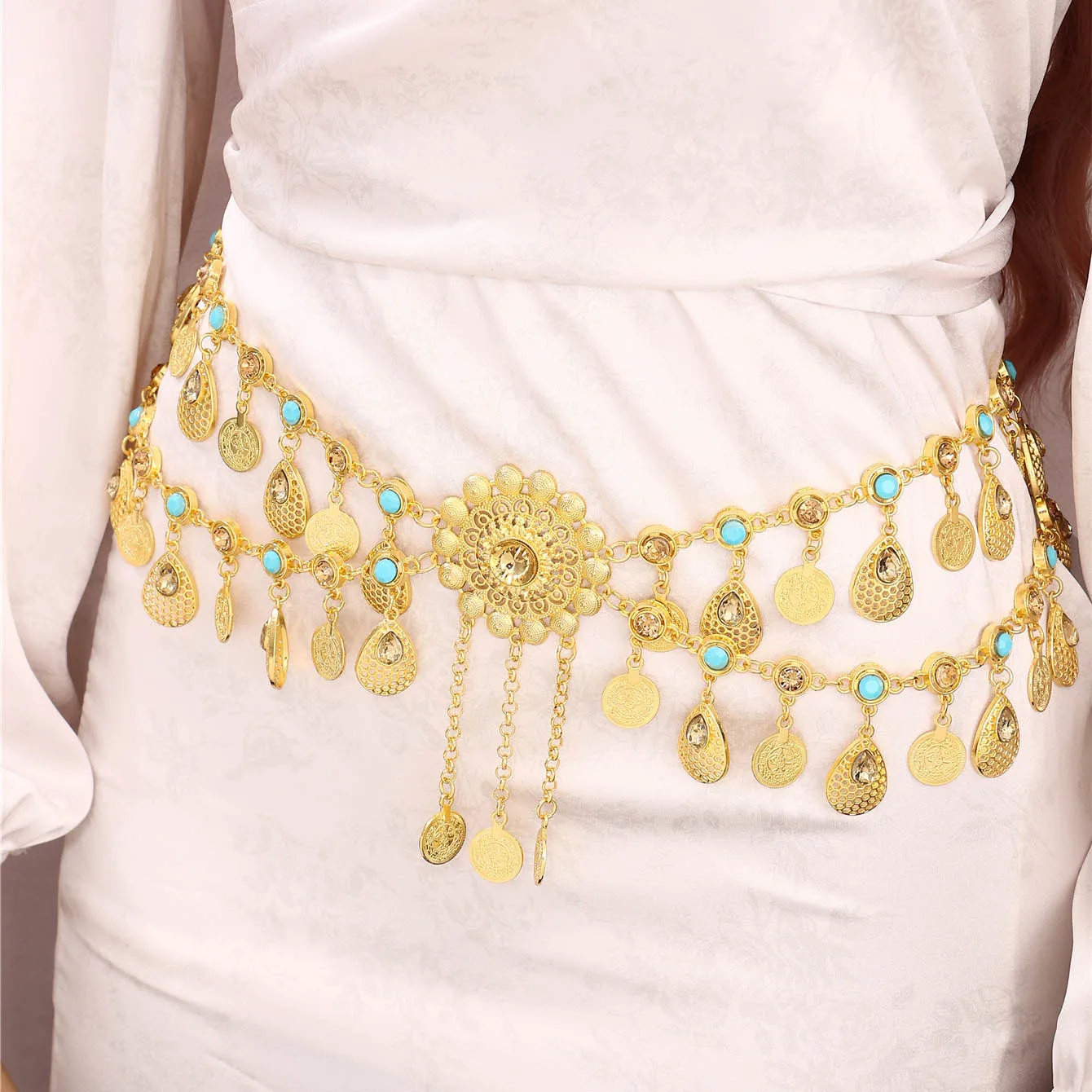 

Middle Eastern ladies' fashionable waist chain luxurious style jewelry body chain for brides' weddings parties performances
