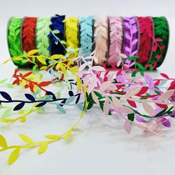 10M/roll Leaf Ribbon Artificial Vines Leaf String Trim Ribbon for DIY Craft Home Wall Garden Wedding Party Wreaths Decorative