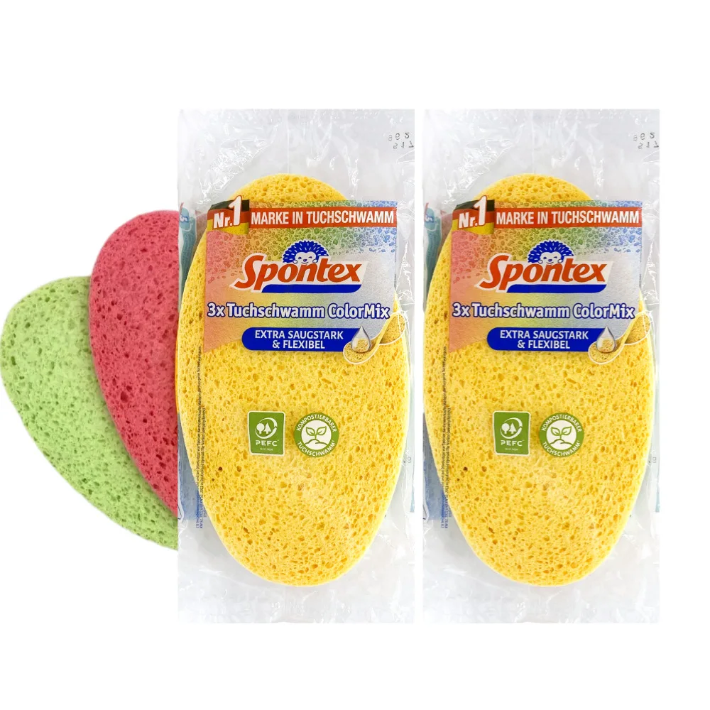 Esponja de cocina de celulosa francesa Spontex, color, paquete de 3, 2 juegos