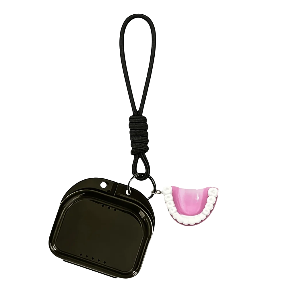 Secure Multi-Functional Invisible Braces Box Ventilated Sealed Orthodontic Aligner Storage Case Mobile Phone Chain Style