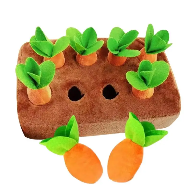 Dog Carrot Plush Toy Hide and Seek Carrot Farm Dog Toys Snuffle Mat Cute Carrot Harvest Toy Vegetable Chew Toy Molars Cat Toy