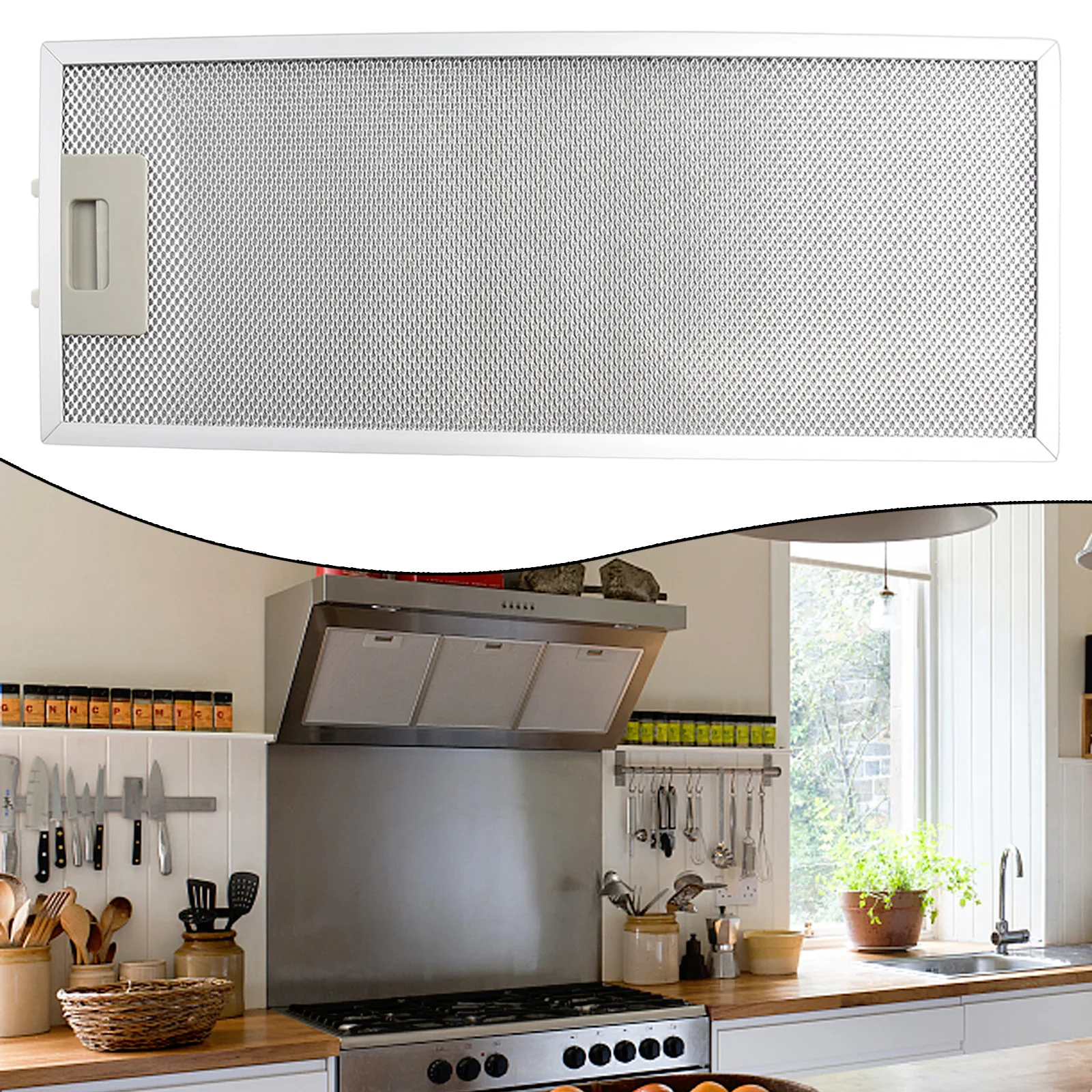 Filtro de campana extractora de acero inoxidable plateado, malla de Metal, filtro de ventilación, accesorios para equipos de cocina, 192x41x9mm, 1 unidad