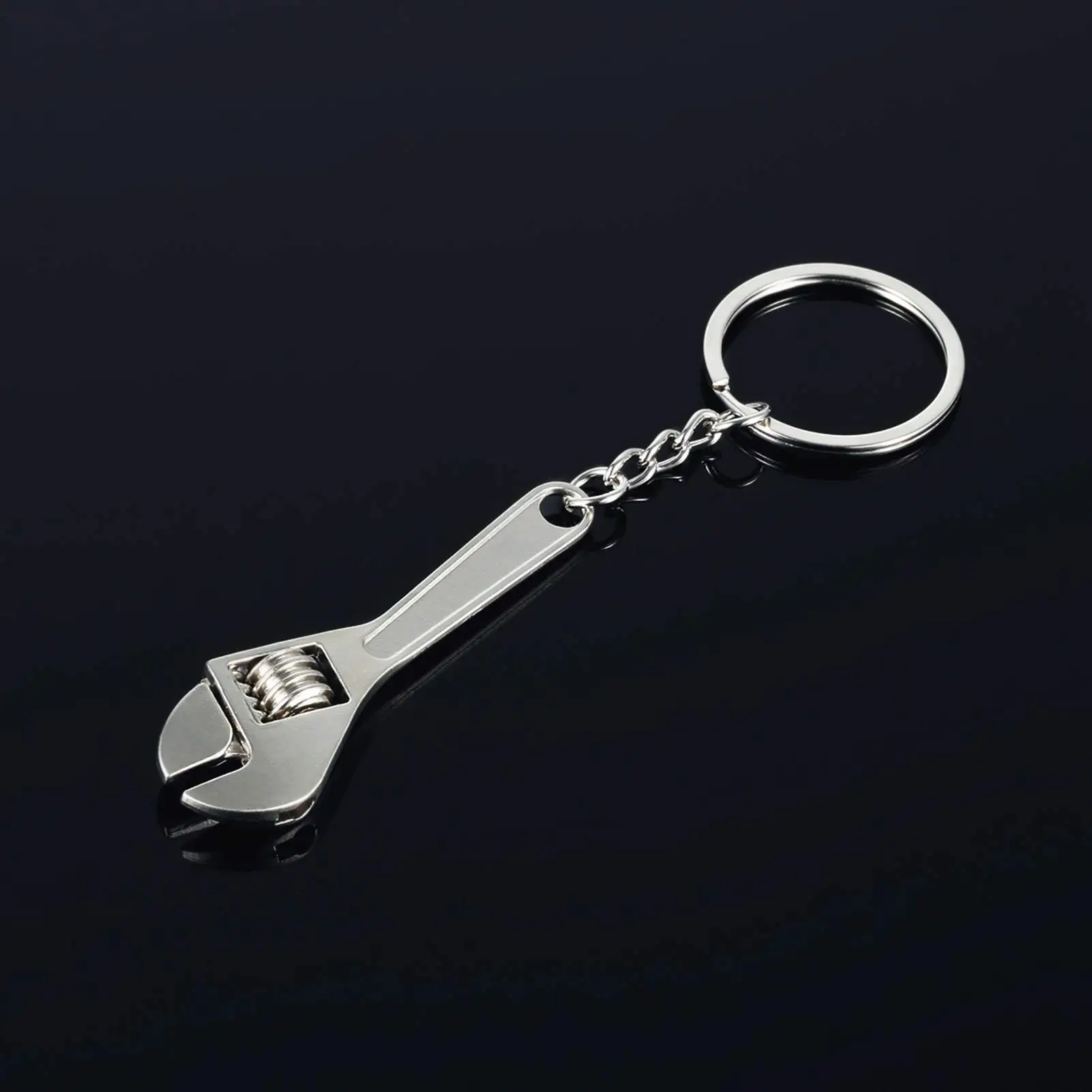 Mini Wrench Creative Simulation Wrench Keychain Solid Metal Tool Key Ring Gift Adjustable Pocket Tool Convenient Wrench Gift