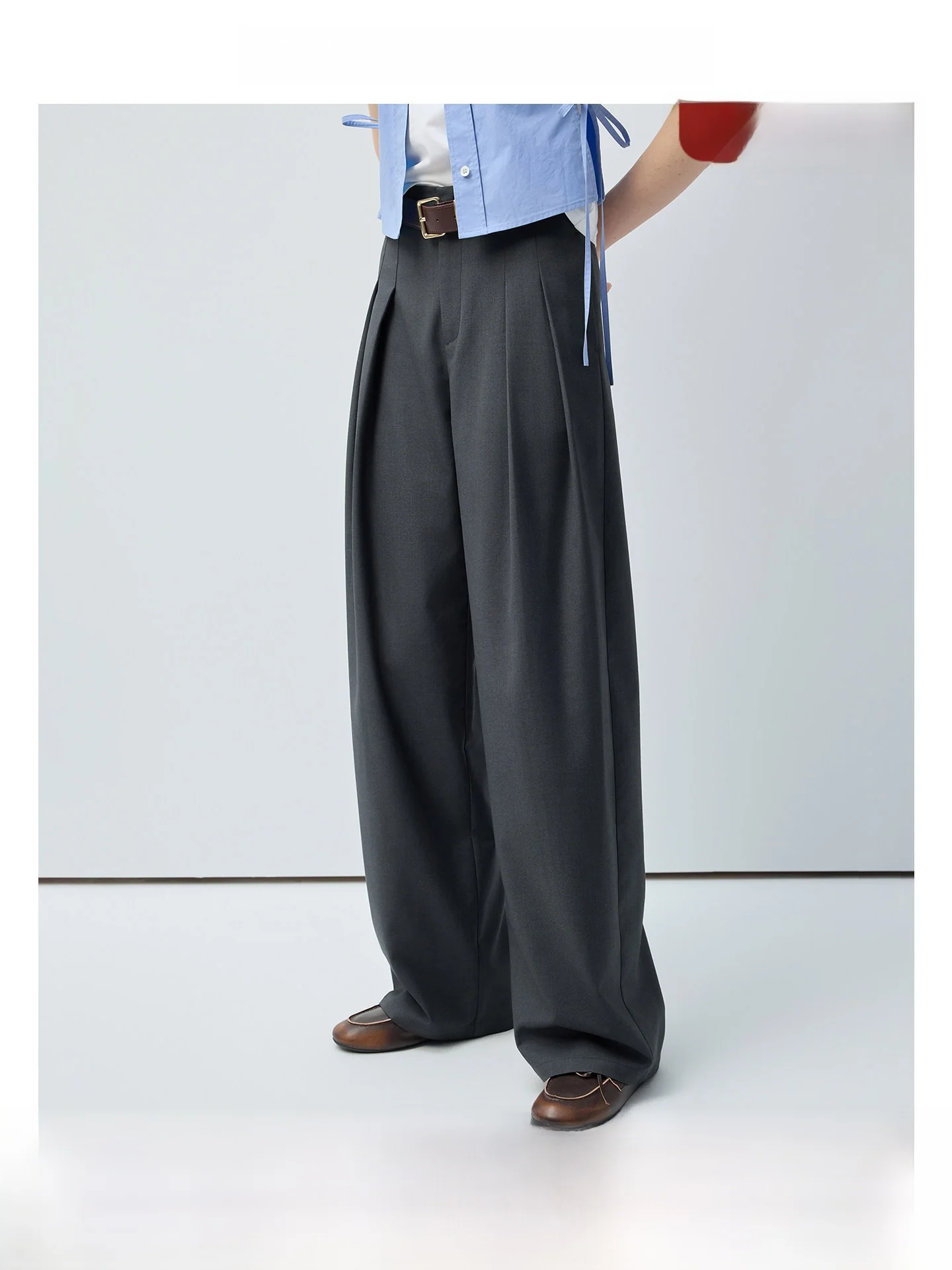 

Брюки женские VEGA CHANG с высокой талией, двойными складками и драпировкой, прямые, в корейском стиле, ретро, весна 2026, новинка