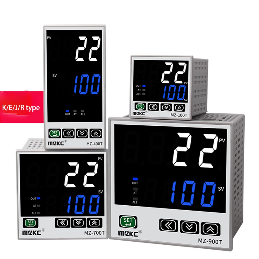 Pengendali temperatur tampilan LED Digital PID, presisi tinggi dapat diatur tipe E/K/J termokopel sensor Relay SSR output ganda