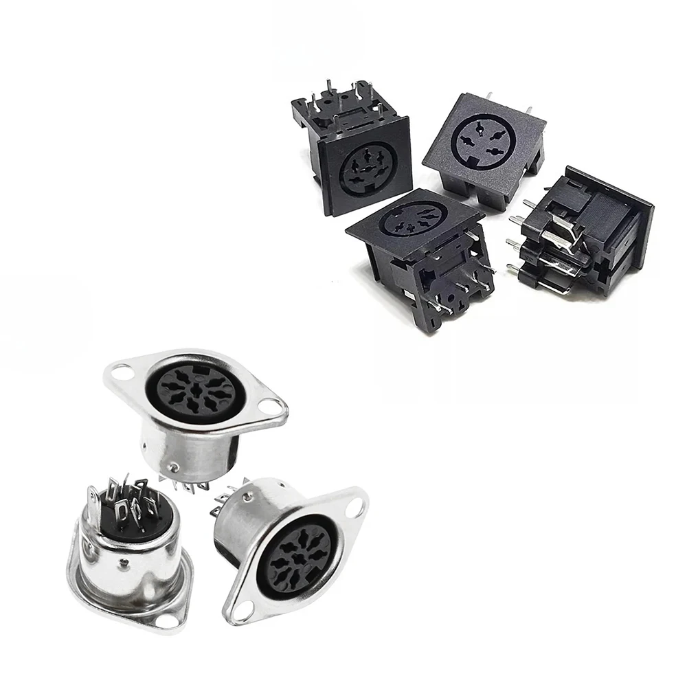 100PCS Solder Connector DIN 3 4 5 6 7 8 Pin DIN Male Female Plug with Plastic Handle + Female Socket Hulled Panel Mount Chassis