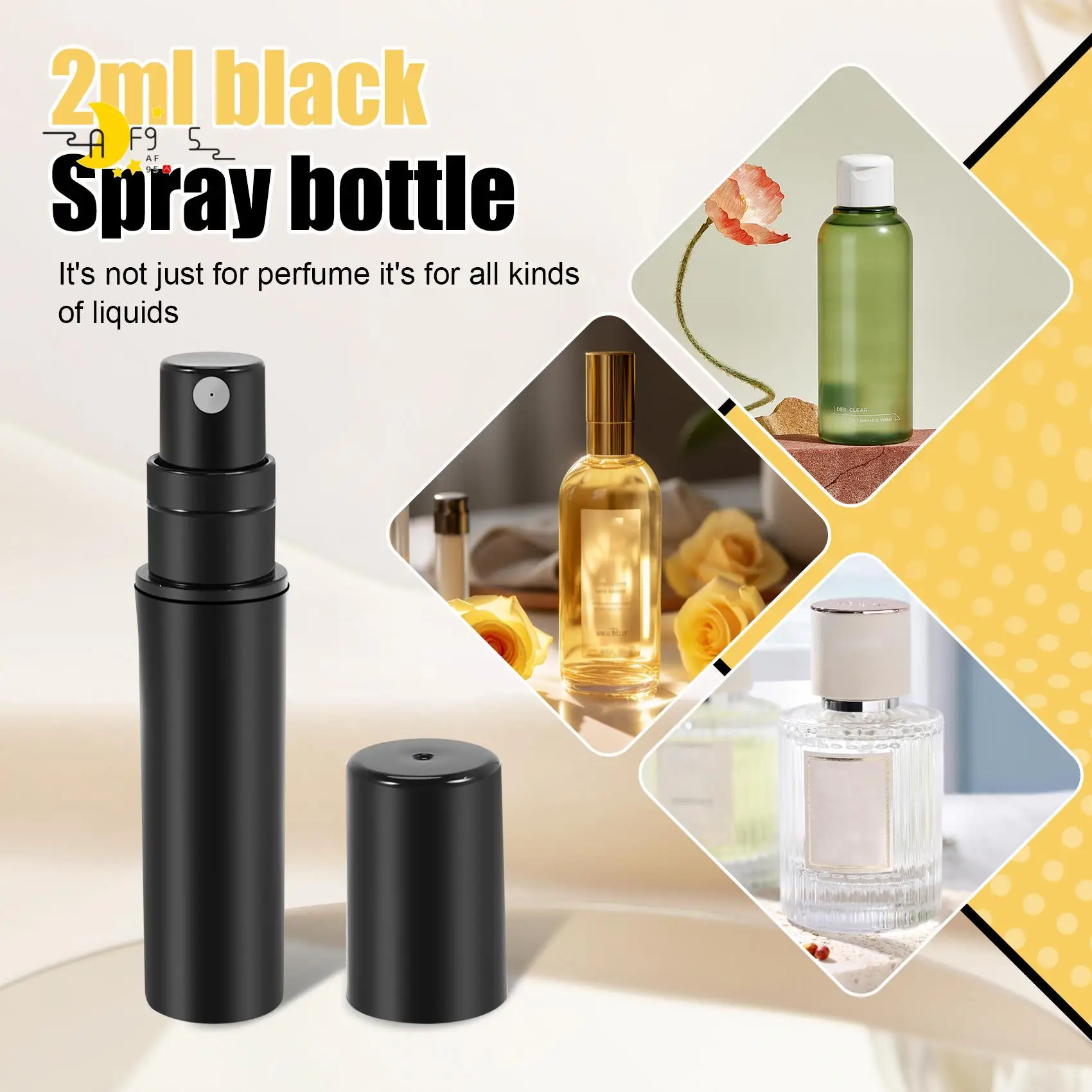 

AF95-100 шт./лот 2 мл черный пластиковый флакон с распылителем для духов образец распылителя распылитель флакон для духов