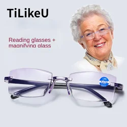 -0 -100 -350 Rimless Anti-blue Light Myopia Reading Glasses Business Seniors Prescription Read Presbyopia Eye Glasses Spectacle