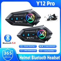 Casco de Motocicleta Y12 Pro con Intercomunicador Bluetooth, Distancia de 500M, Asistente de Voz, Música Compartida en Múltiples Escenas, Resistente al Agua IP56