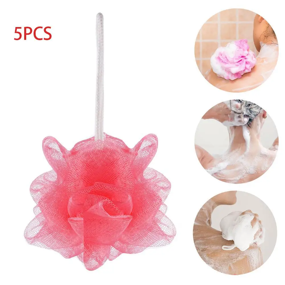 5PCS Bath Ball Shower Mesh Sponge Foaming Sponge Exfoliating Scrubber Body Cleaner Scrubber Cleaning Tool Bathroom Accessories