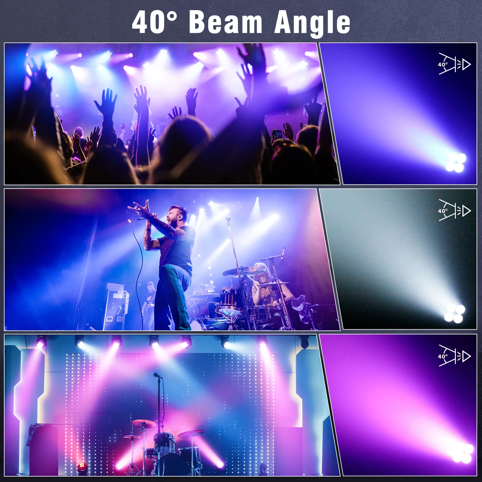 U'King 100W Beam Wash Moving Head Lights With 4X20W RGBW LED Beads Stage Light Green Starry Sky Effect DMX512 DJ Light For Party